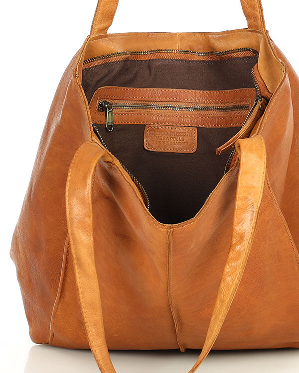 Arreto Grande. Skórzana damska torba na ramię shopper bag