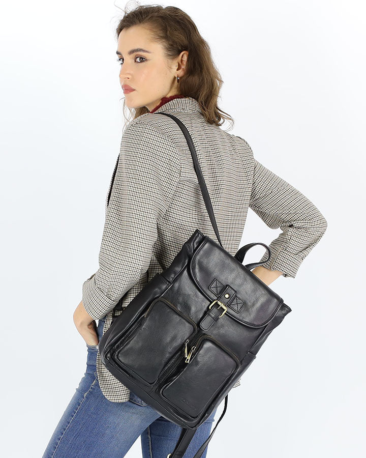 Belgrano. Klasyczny skórzany plecak retro damski.