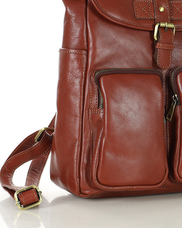 Belgrano. Klasyczny skórzany plecak retro damski.