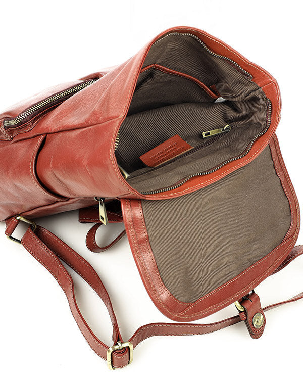 Belgrano. Klasyczny skórzany plecak retro damski.