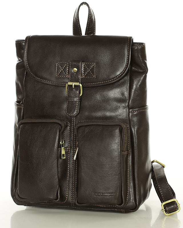 Belgrano. Klasyczny skórzany plecak retro damski. brown