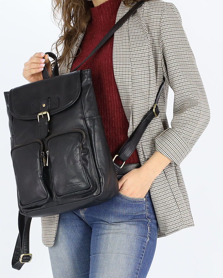 Belgrano. Klasyczny skórzany plecak retro damski.