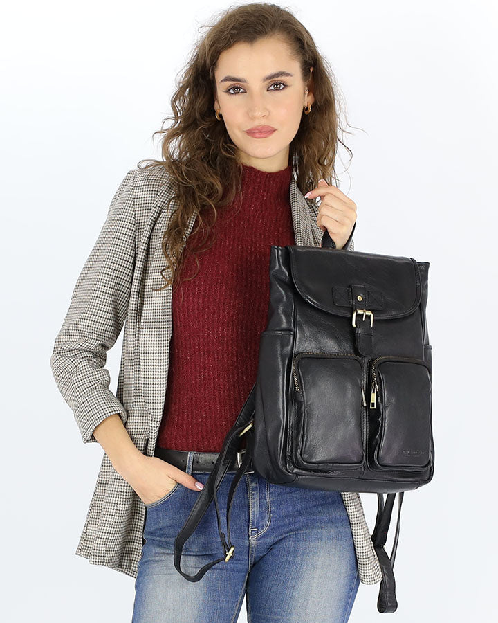 Belgrano. Klasyczny skórzany plecak retro damski.