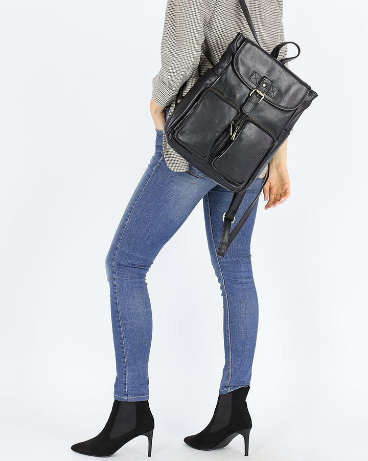 Belgrano. Klasyczny skórzany plecak retro damski.