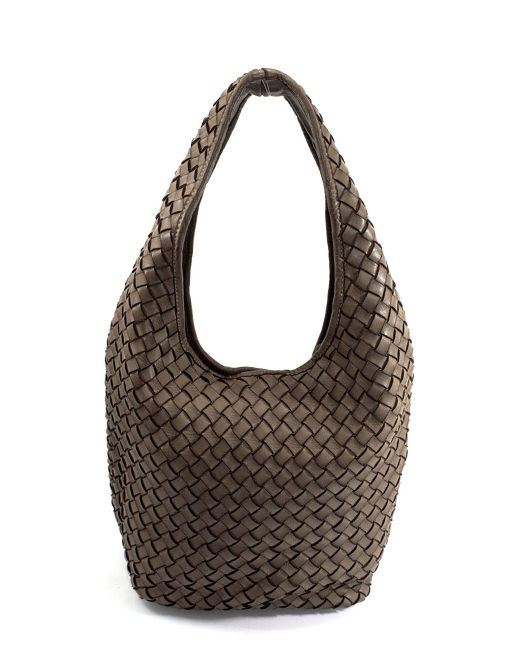 Bindle Bag Hobo ● Torba damska na ramię z plecionej skóry włoskiej brown