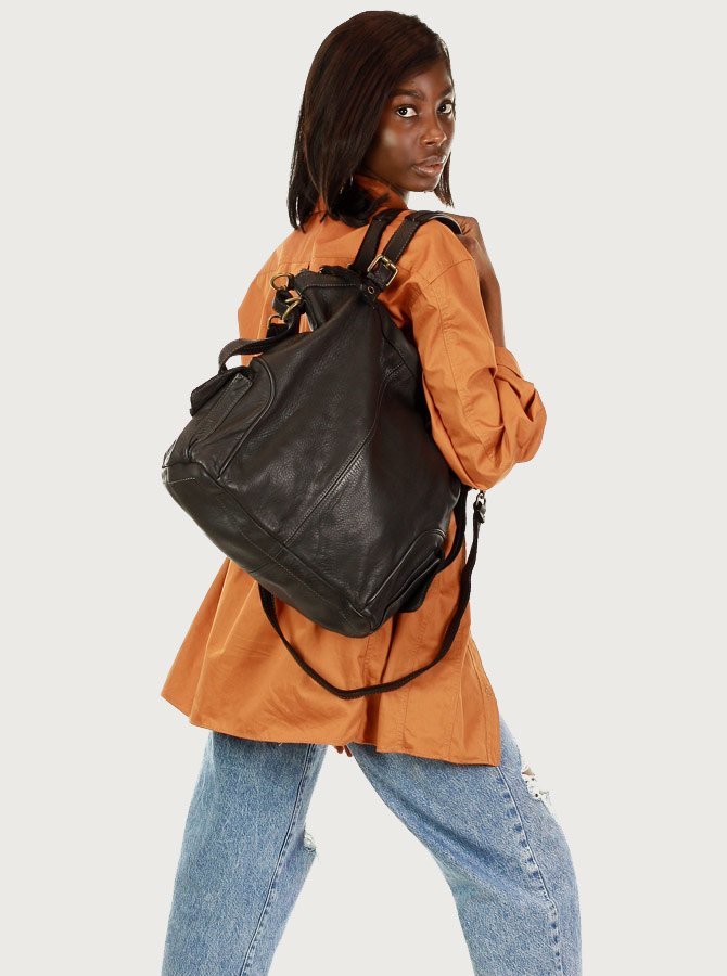 Cannole. Stor urban axelremsväska shopper läder dam A4 XL läder