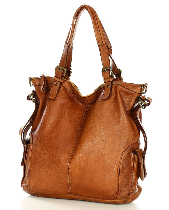 Cannole. Stor urban axelremsväska shopper läder dam A4 XL läder