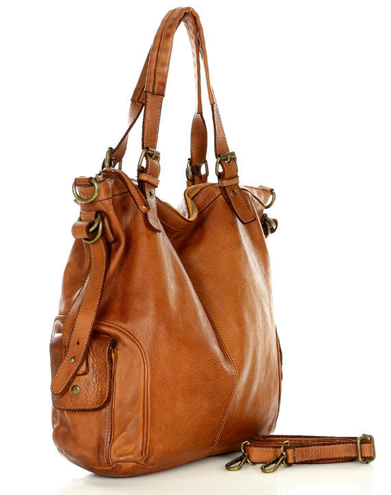 Cannole. Stor urban axelremsväska shopper läder dam A4 XL läder