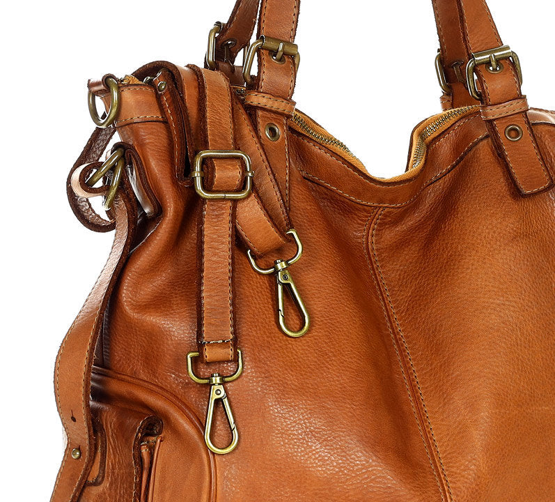 Cannole. Stor urban axelremsväska shopper läder dam A4 XL läder