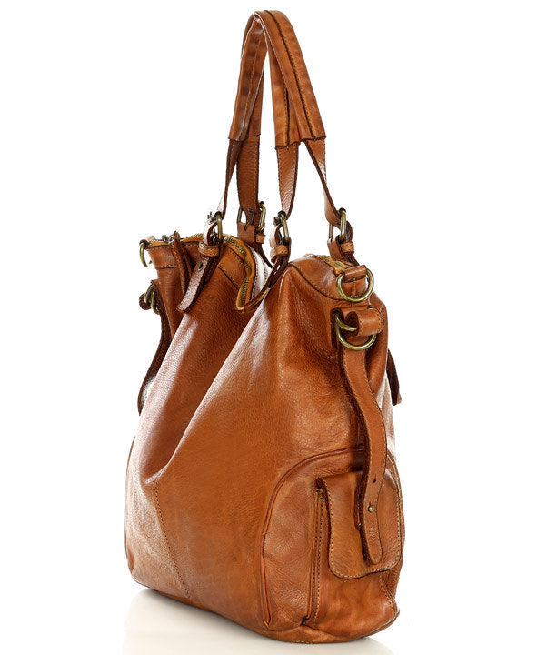 Cannole. Stor urban axelremsväska shopper läder dam A4 XL läder