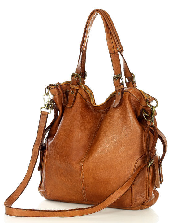 Cannole. Stor urban axelremsväska shopper läder dam A4 XL läder