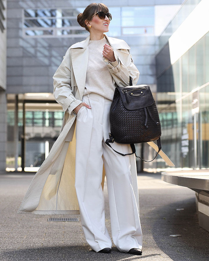 Balos. Liten cityryggsäck för dam i flätat läder