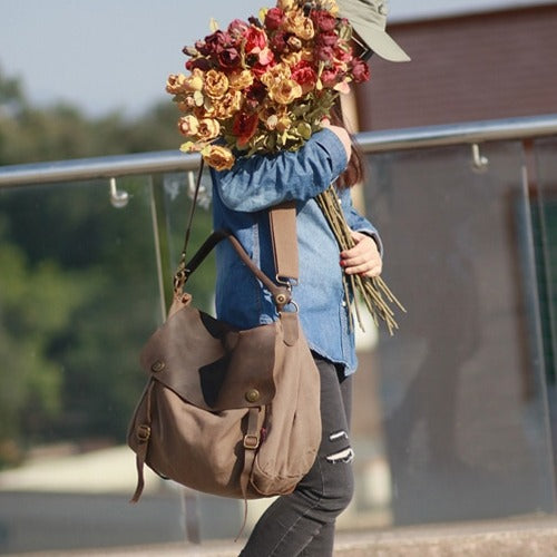 MAIL VINTAGE Duża damska materiałowa torba na ramię crossbody XXL