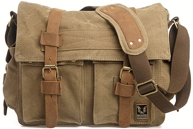 ADVENTURE Męska torba na ramię materiałowa kawa z mlekiem