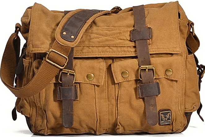 ADVENTURE Męska torba na ramię materiałowa khaki pustynne