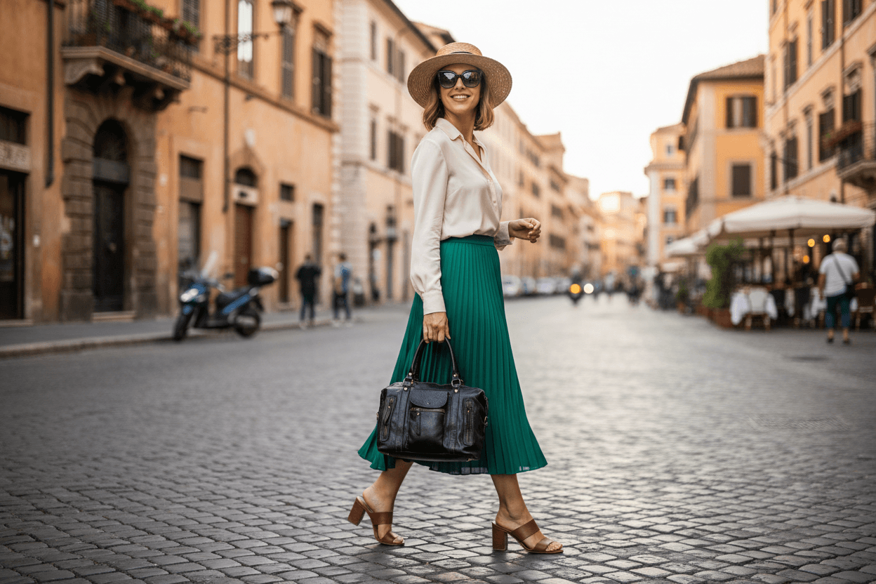 kvinna med bowler-väska italienskt läder svart oumbärlig och elegant accessoar