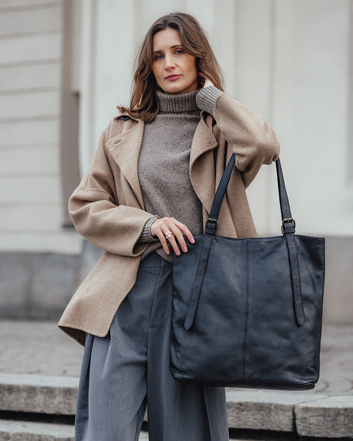 CANTATA klasyczna włoska torba Tote Bag z naturalnej skóry z regulowanymi uchwytami