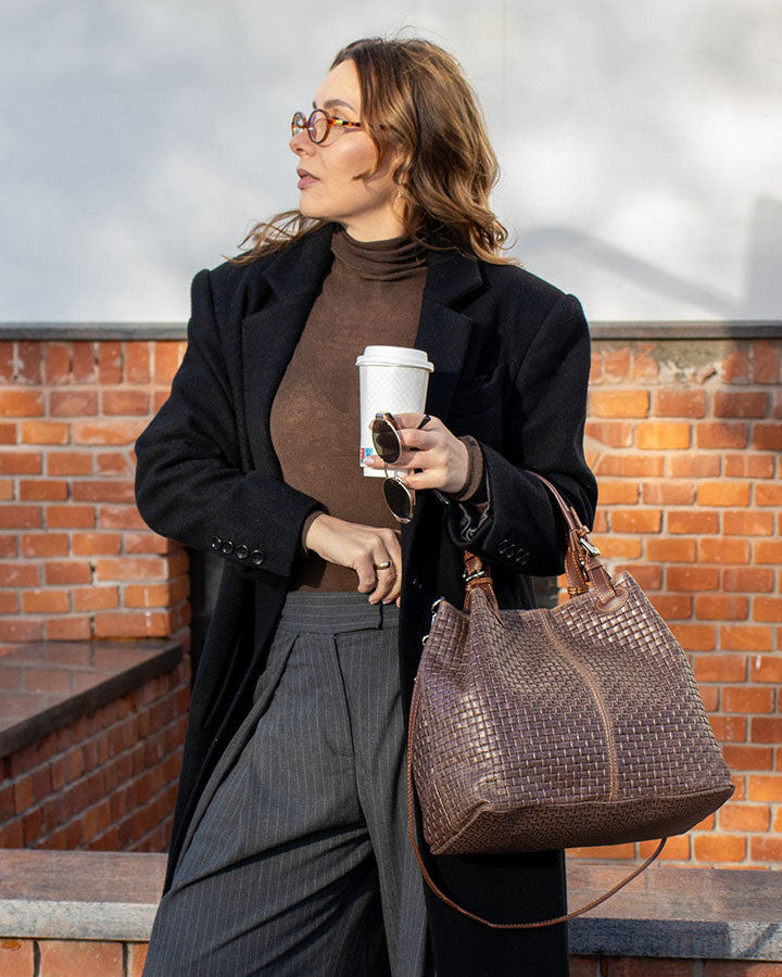 kasse damväska läder insida fack organiserad väska