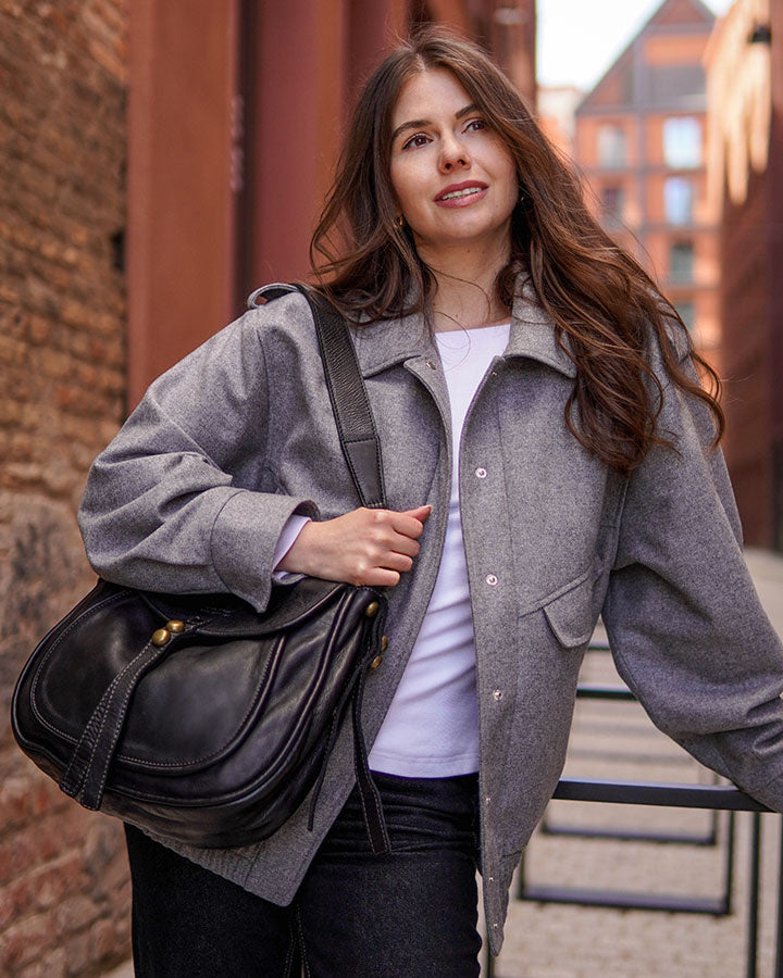 damväska brun mjukt italienskt läder urban stil