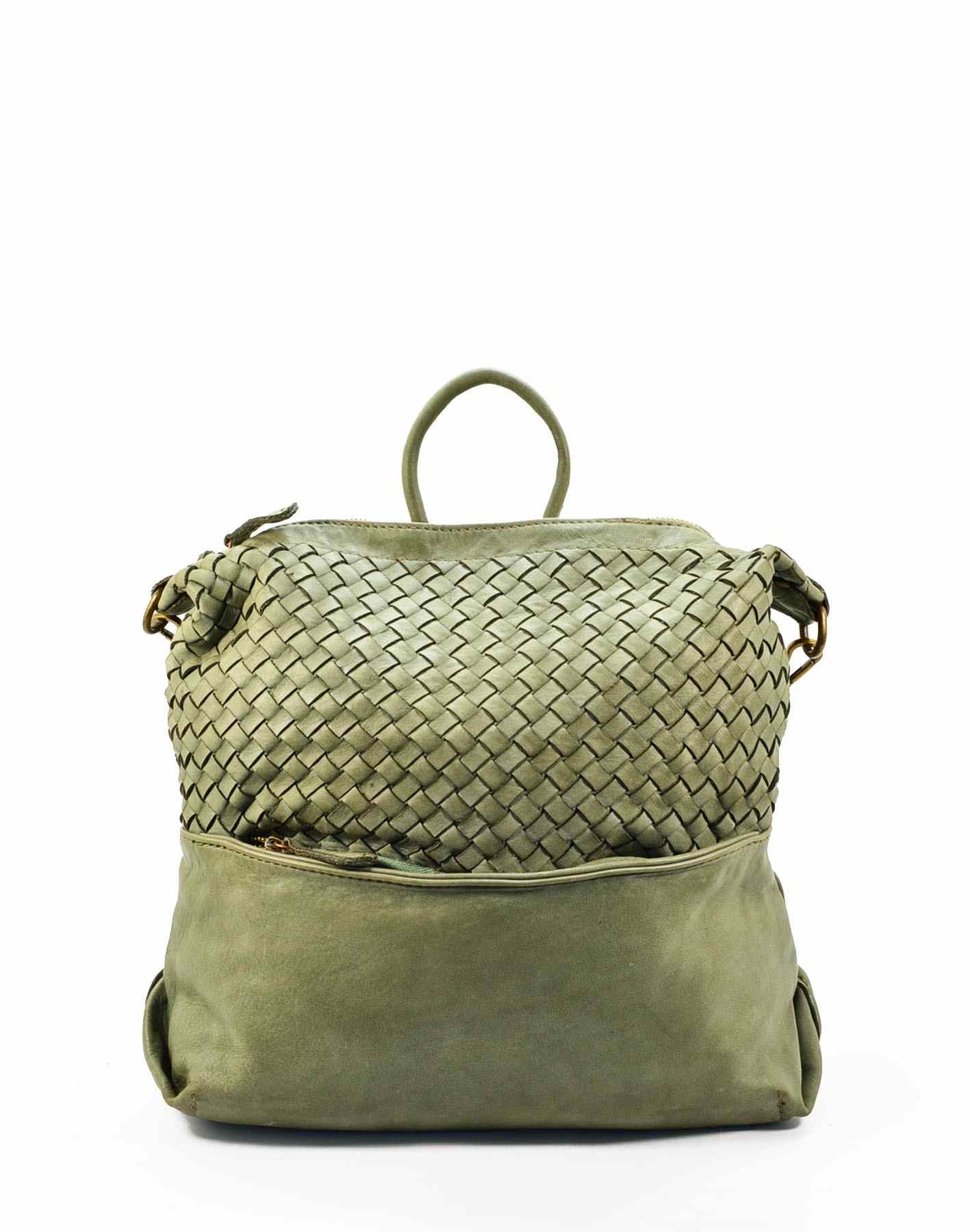 Boca ● Modna miejska torba plecak ze skóry w jednym damski A4. zieleń miętowa