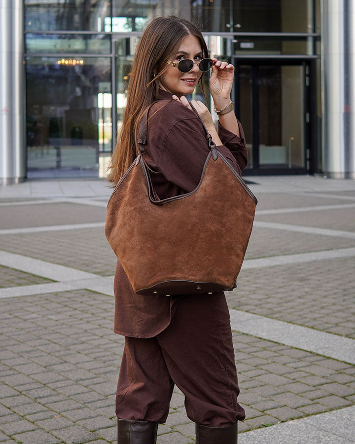 Tote Bag damaxelväska i italiensk mocka