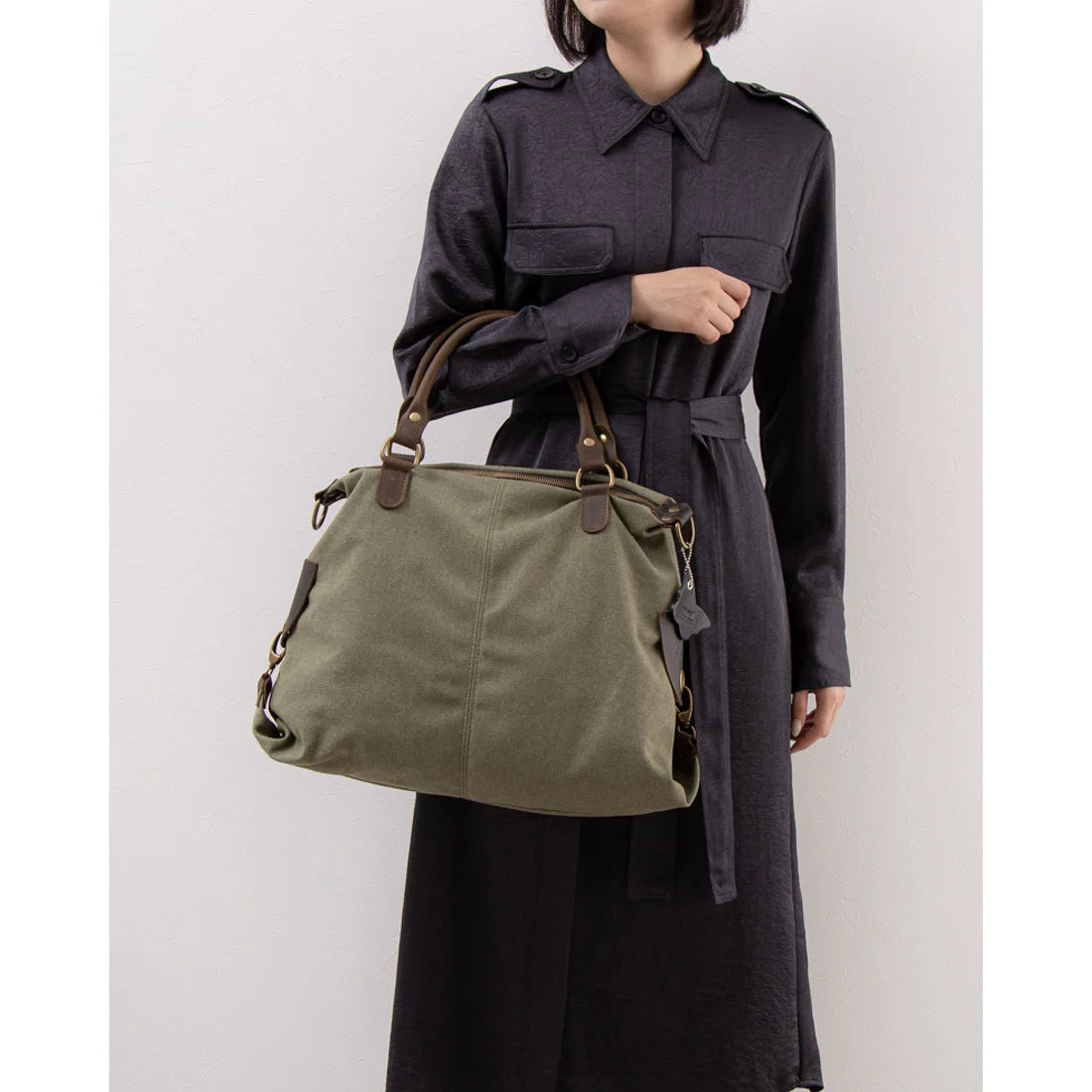 KOUKO HOBO Duża damska torba na ramię XXL z grubej bawełny i skóry