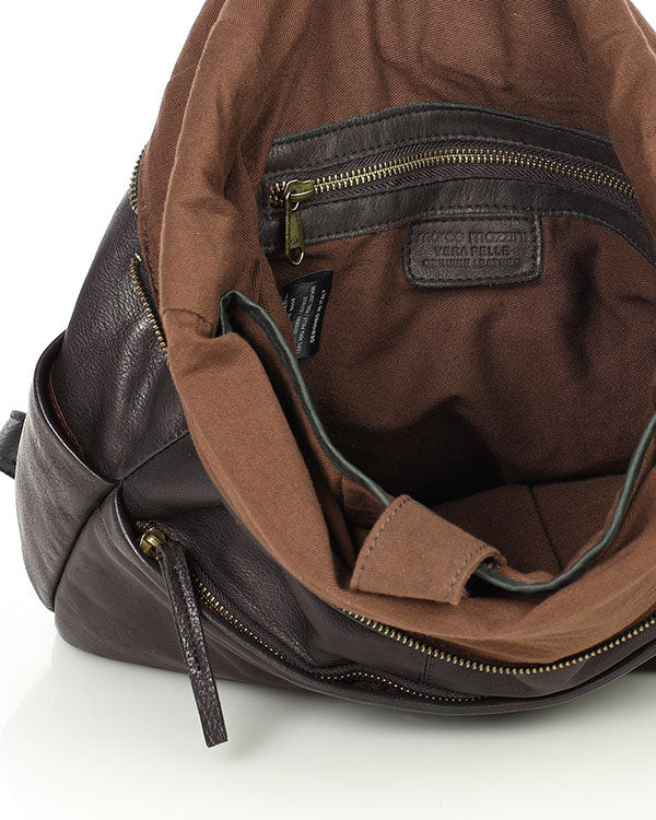 Marconi. Klasyczny skórzany plecak unisex z kieszenią na laptopa.