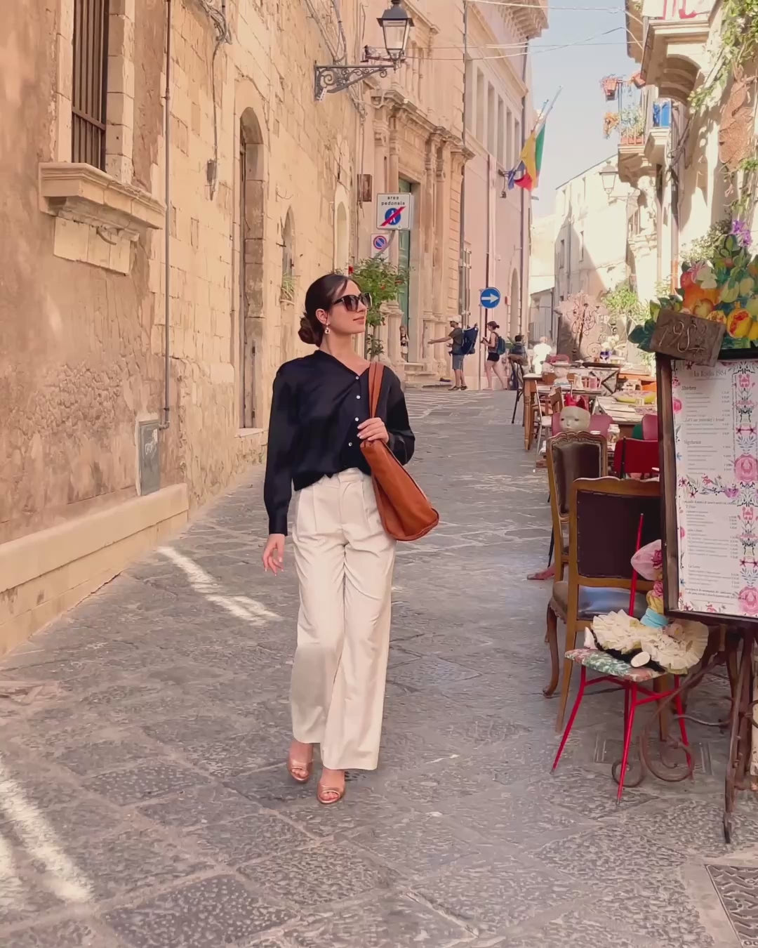 Caldera City. Shoppingväska i läder för kvinnor, brun och svart