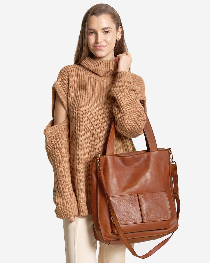 Carrara Tote. A4 läder axel shopper väska för kvinnor