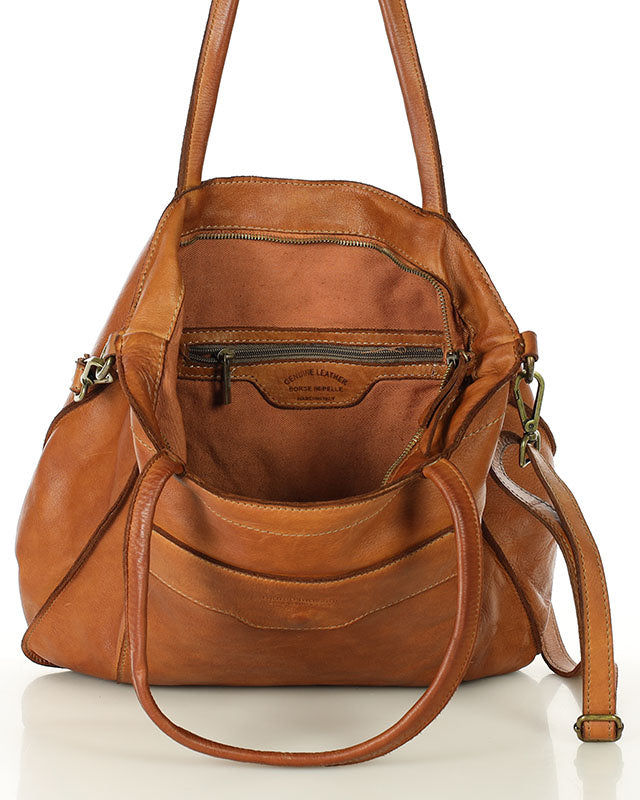 TOTE ROMA. Damska Torba na ramię - shopper bag z kieszeniami z włoska skóra naturalna