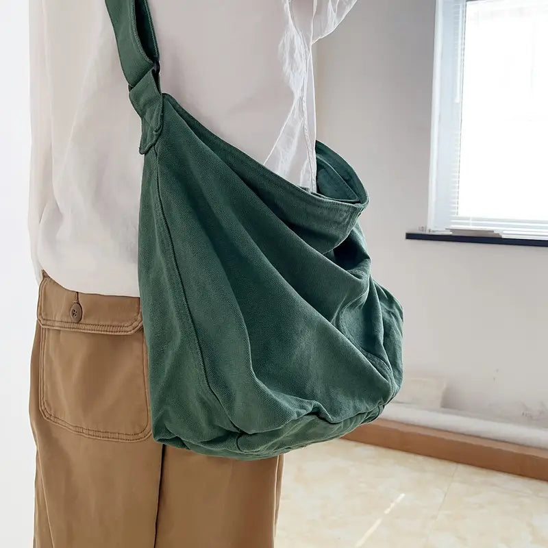 VIVIANE Lużna damska materiałowa torba na ramię - worek crossbody